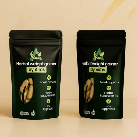 AIMS Herbal Weight Gainer (Double Pack) | 100% Natural Herbal Supplement for Healthy Weight Gain (120 Capsules)
