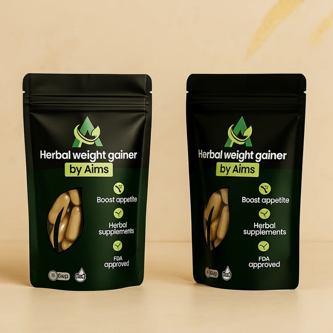 AIMS Herbal Weight Gainer (Double Pack) | 100% Natural Herbal Supplement for Healthy Weight Gain (120 Capsules)