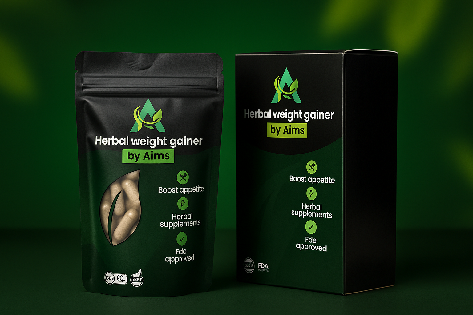 AIMS Herbal Weight Gainer (2 Pack) | 100% Natural Herbal Supplement for Healthy Weight Gain (60 Capsules)